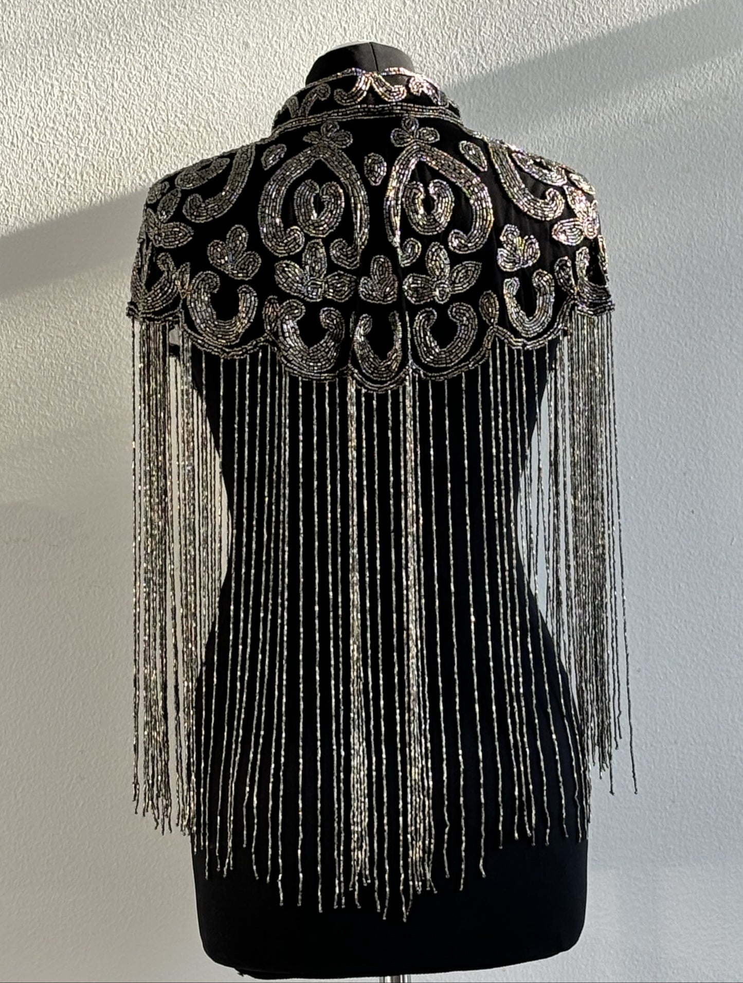 Silver Beaded Fringe Capelet