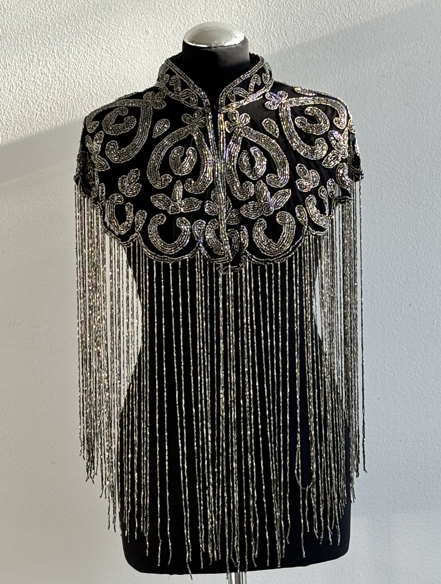 Silver Beaded Fringe Capelet