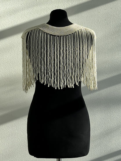 Cream Pearl Beaded Capelet