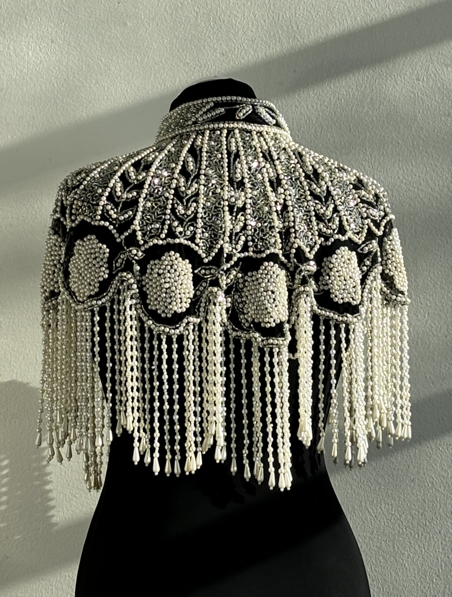 Cream Pearl & Silver Beaded Capelet