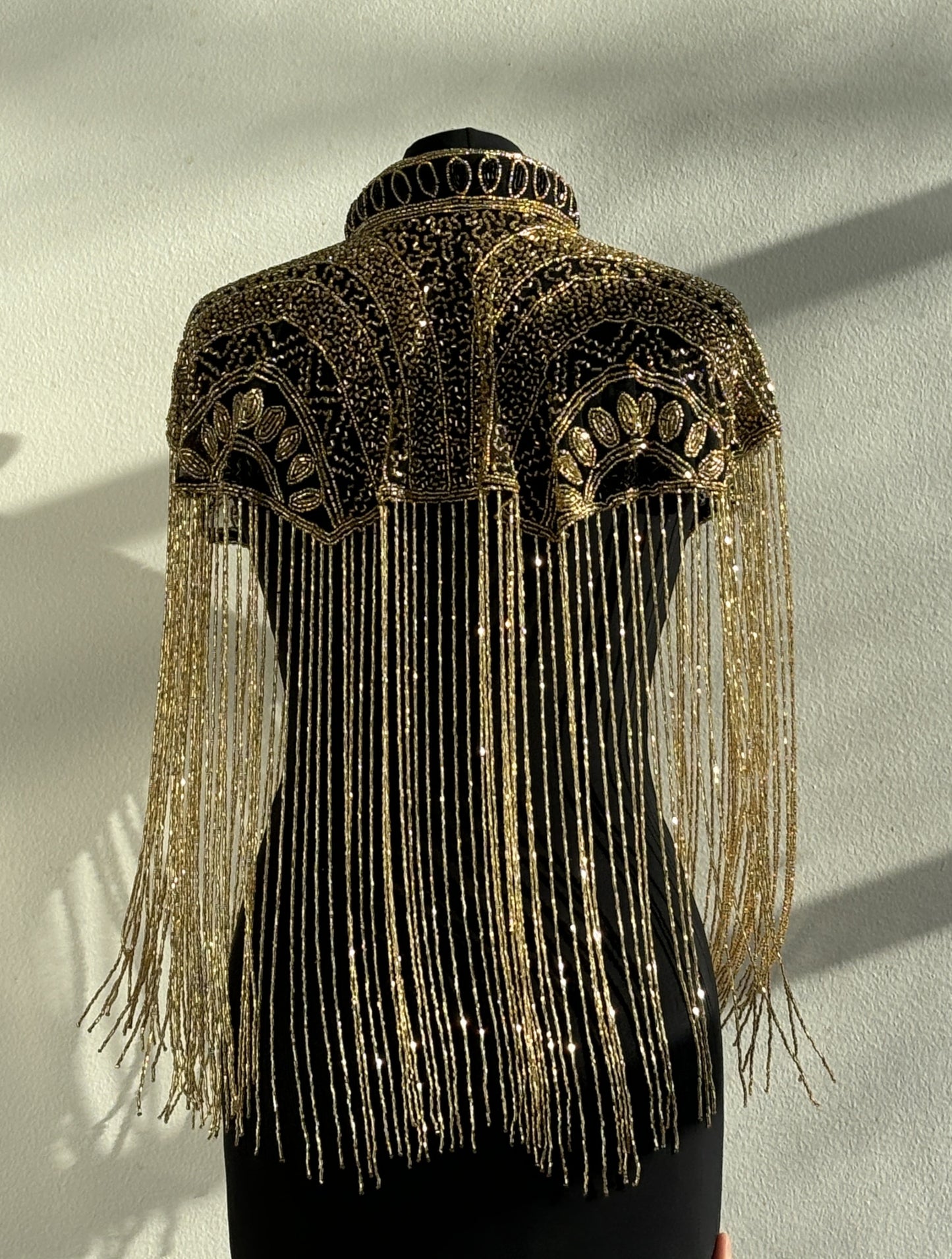 Gold Fan Motif Beaded Capelet